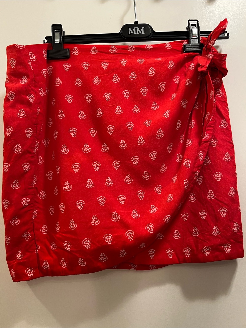 Sézane Red white floral-Print Wrap Skirt